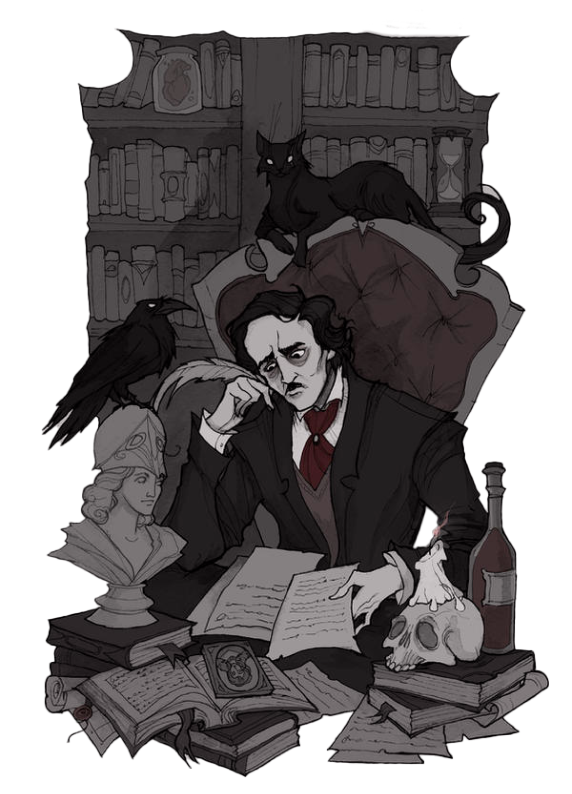 Illustration of Edgar Allan Poe, author and poet